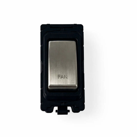 20A DP Switch - Engraved - Fan - Black and Satin Chrome Switch