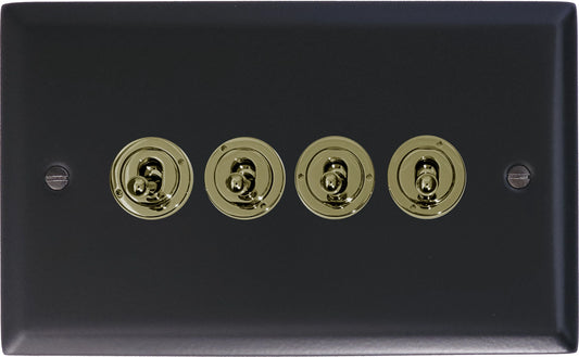 Spectrum Flat Black  4 Gang Toggle Switch