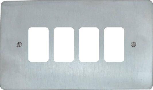 Flat Satin Chrome 4 Gang Grid Plate