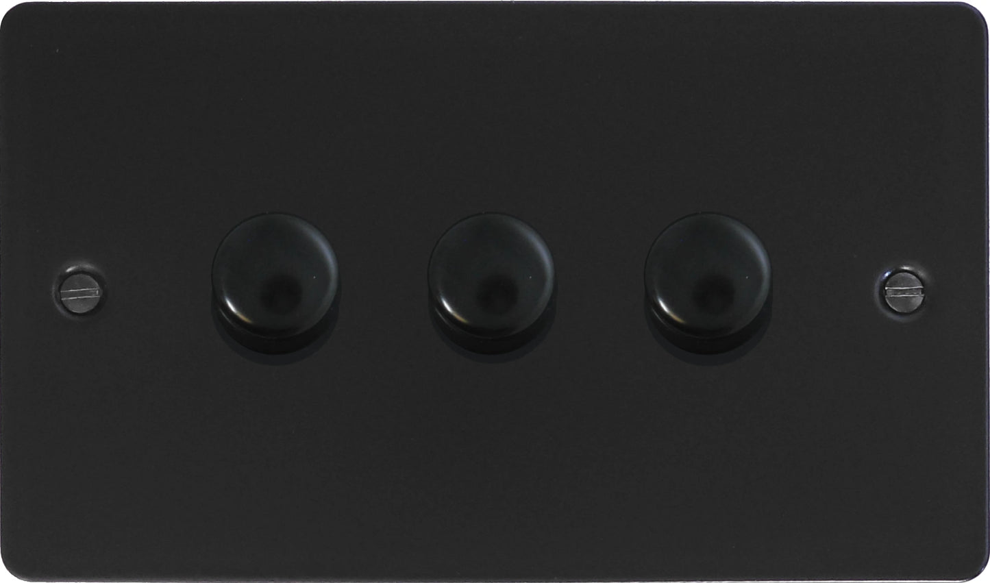 Flat Black 3 Gang LED Dimmer (Black Caps)