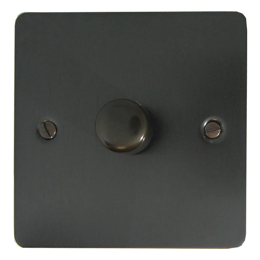 Flat Black Bronze 1 Gang LED Dimmer - Flat range electrical dimmer