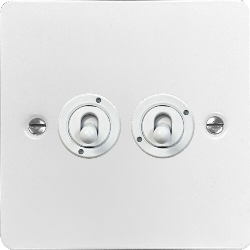 Flat White 2 Gang Toggle (White Toggle)