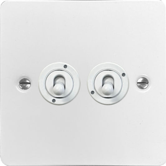 Flat White 2 Gang Toggle (White Toggle)