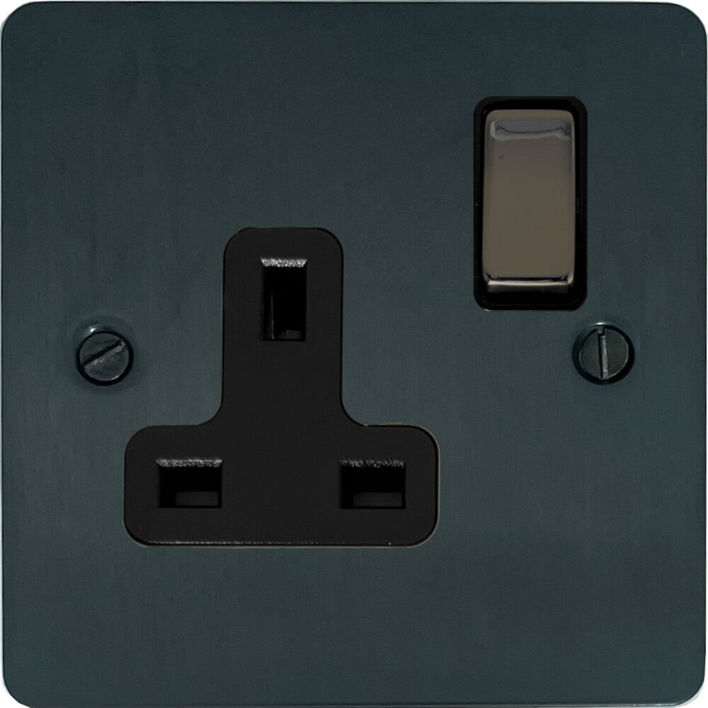 Flat Black Bronze 1 Gang Switched Socket