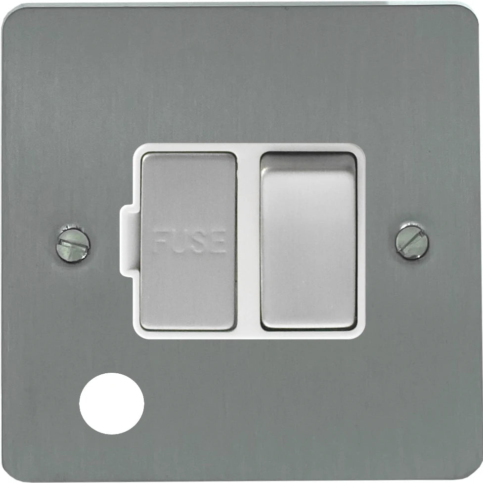 Flat Brushed Steel Swt. Fused Spur & F/Out