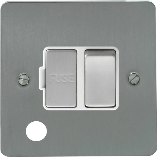 Flat Brushed Steel Swt. Fused Spur & F/Out