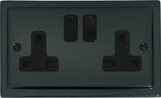 Victorian  Black Bronze  2 Gang Socket