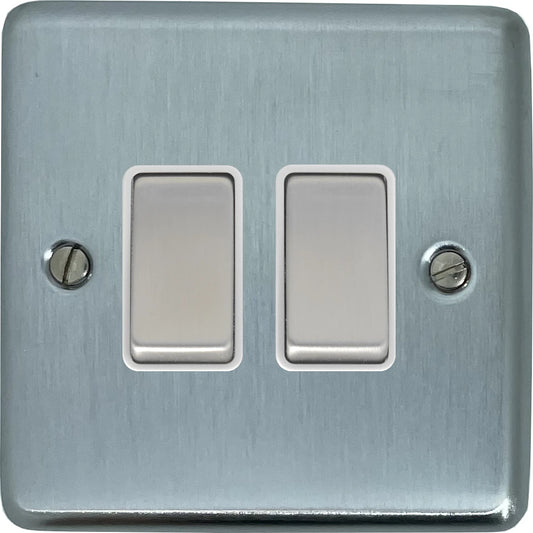 Contour Satin Chrome 2 Gang 2 Way Switch