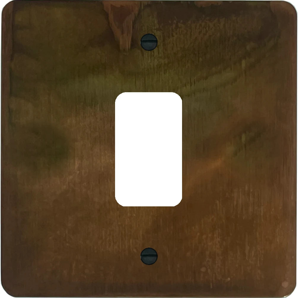 Flat Tarnished Copper 1 Gang Grid Plate