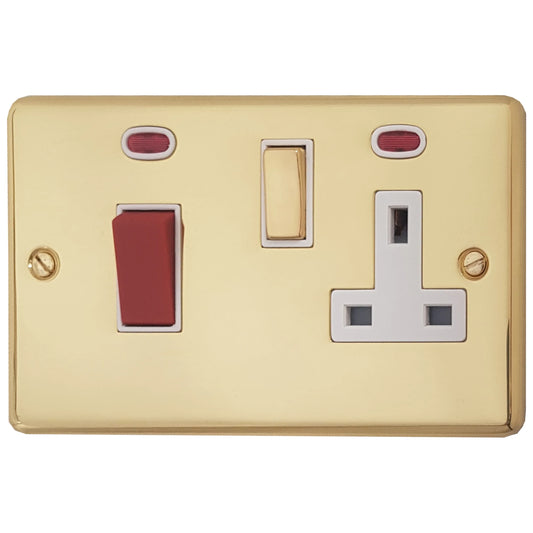 Contour Polished Brass 45 Amp Switch & 13 A Socket