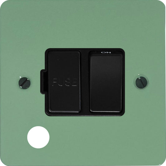 Flat Sage Green Switched Fuse Spur with Flex Outlet (Black Switch)