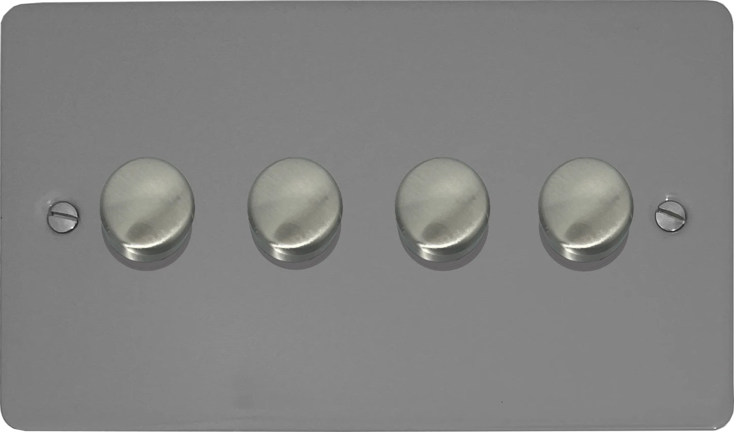 Flat Light Grey 4 Gang LED Dimmer