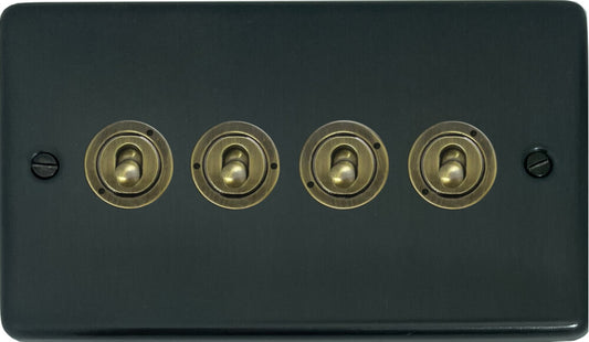 Contour Black Bronze 4 Gang 2 Way Toggle