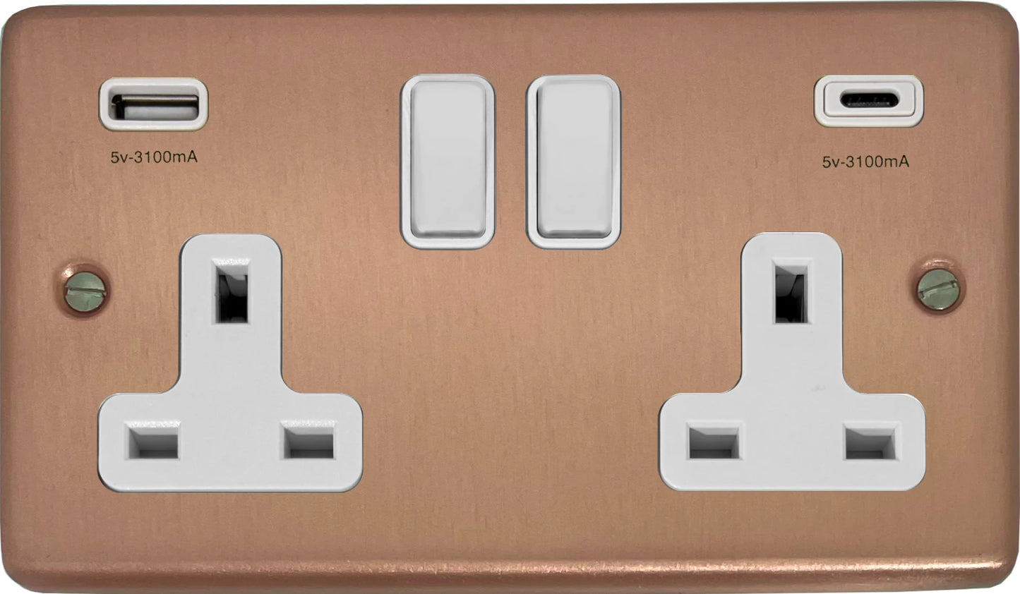 Contour Rose Gold 2 Gang USBC Socket