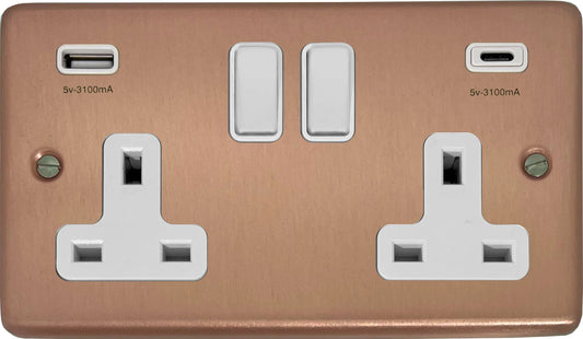 Contour Rose Gold 2 Gang USBC Socket