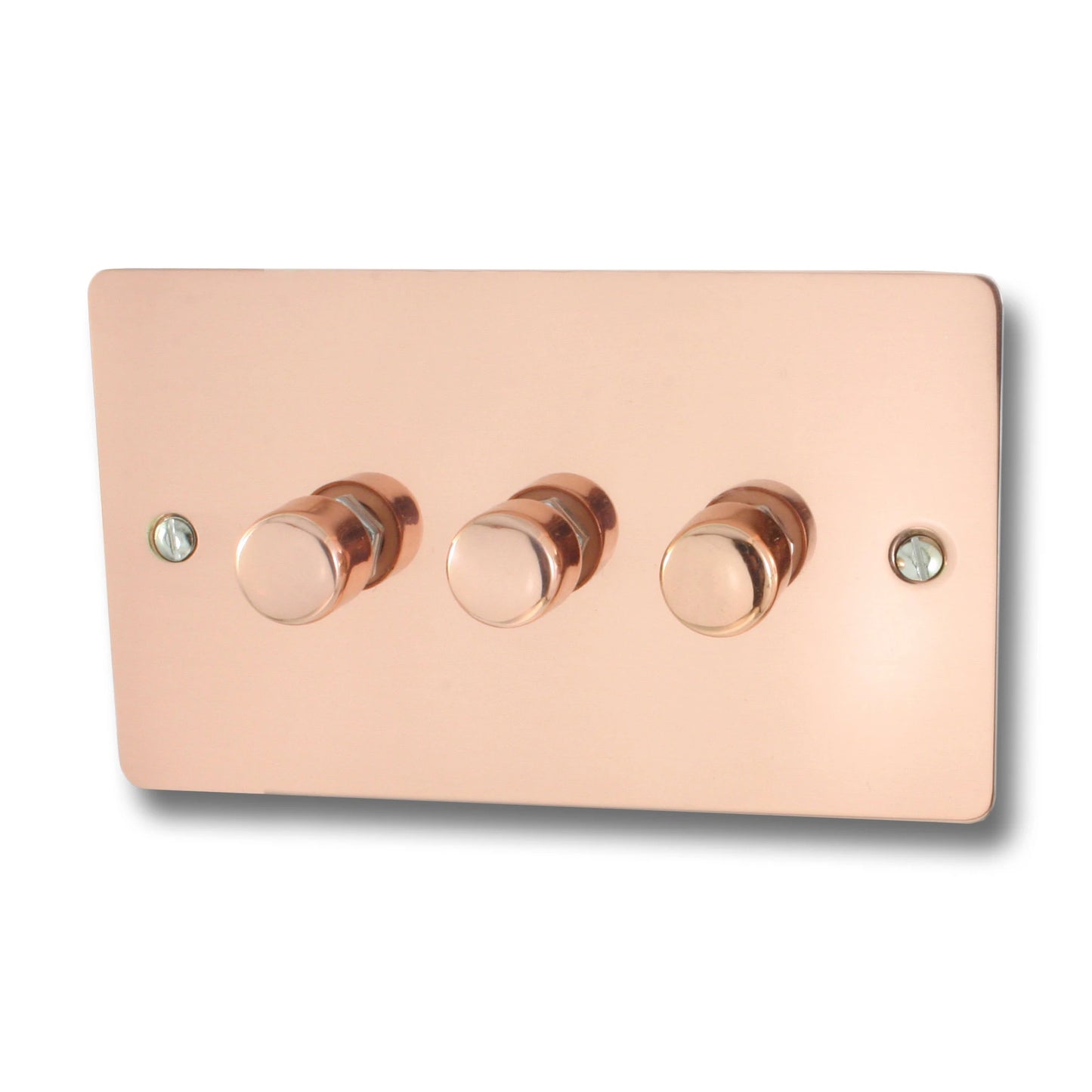 Flat Bright Copper 3 Gang Dimmer LED
