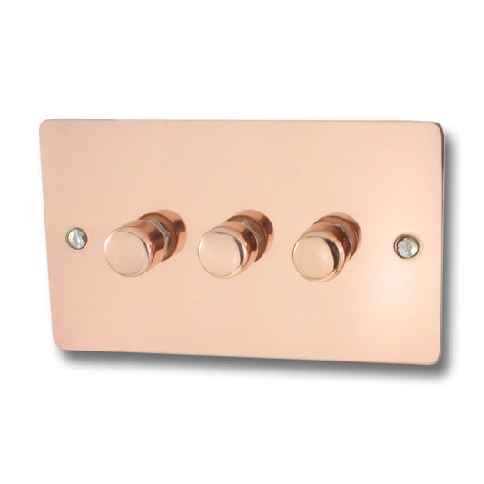 Flat Bright Copper 3 Gang Dimmer LED