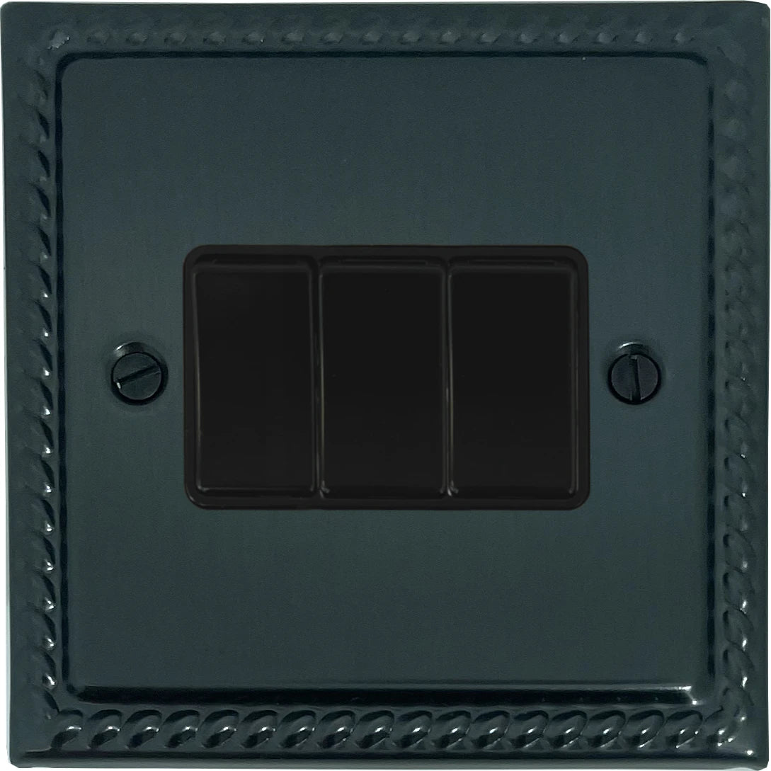Georgian Black Bronze 3 Gang Switch (Black Switches)