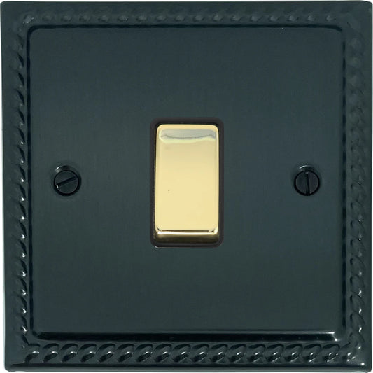 Georgian Black Bronze 1 Gang Switch (Polished Brass Switch) - Georgian range electrical switch