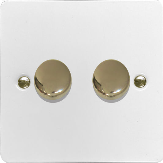 Flat White 2 Gang 120W LED Dimmer