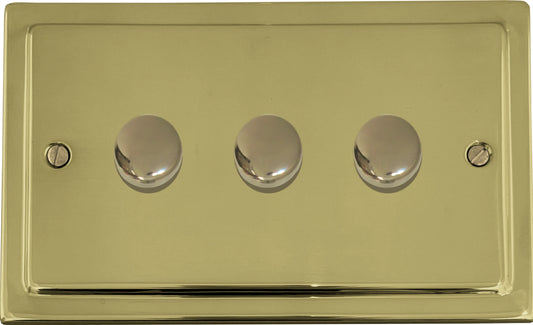 Victorian Polished Brass 3 Gang Dimmer LED