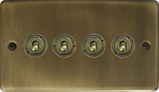 Contour Antique Brass 4 Gang Toggle Switch