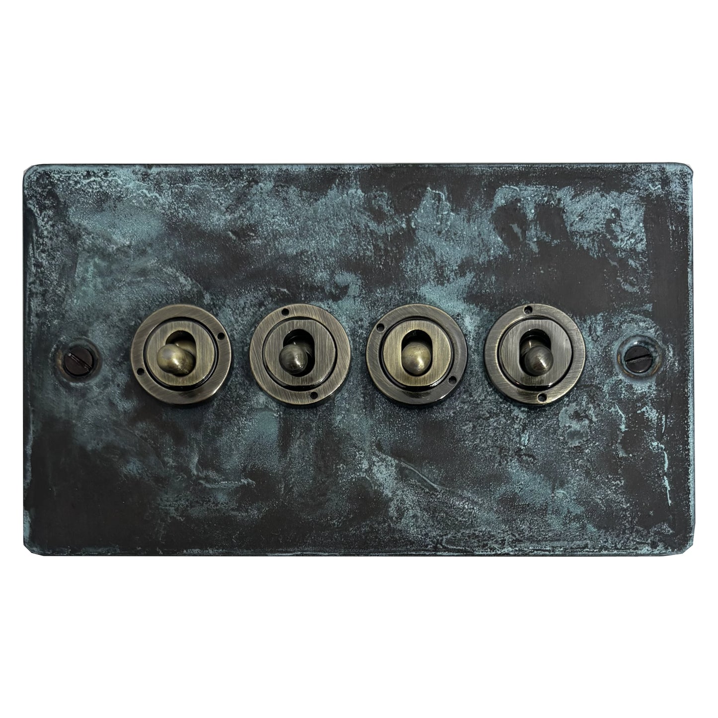 Flat Verdigris 4 Gang Toggle (Antique Brass Toggle)