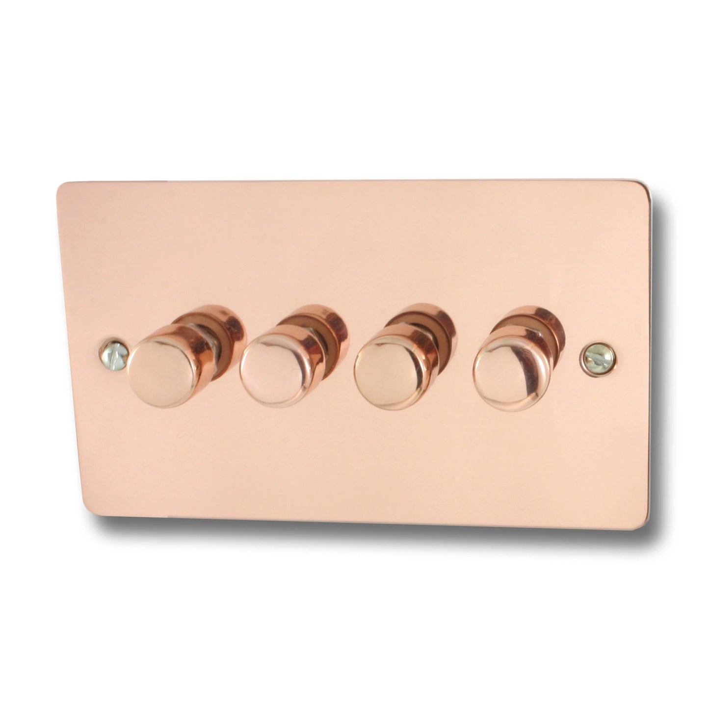 Flat Bright Copper 4 Gang 120W LED Dimmer