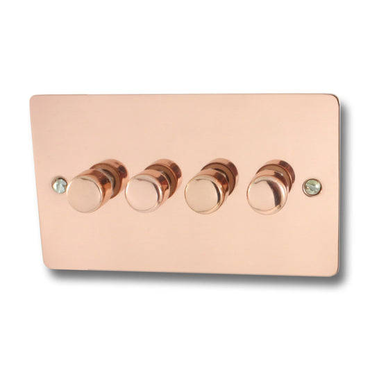Flat Bright Copper 4 Gang 120W LED Dimmer