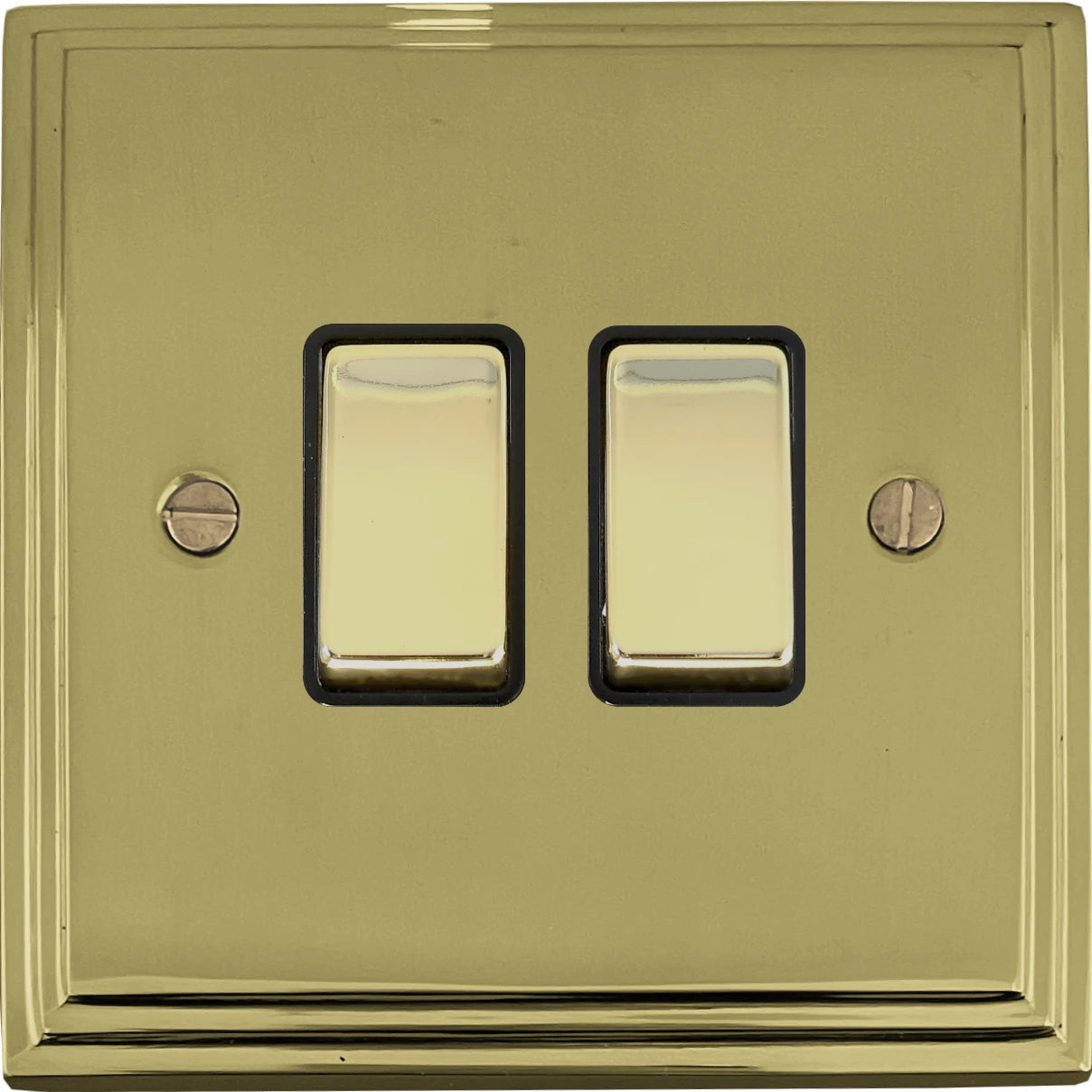 Victorian Polished Brass 2 Gang Switch