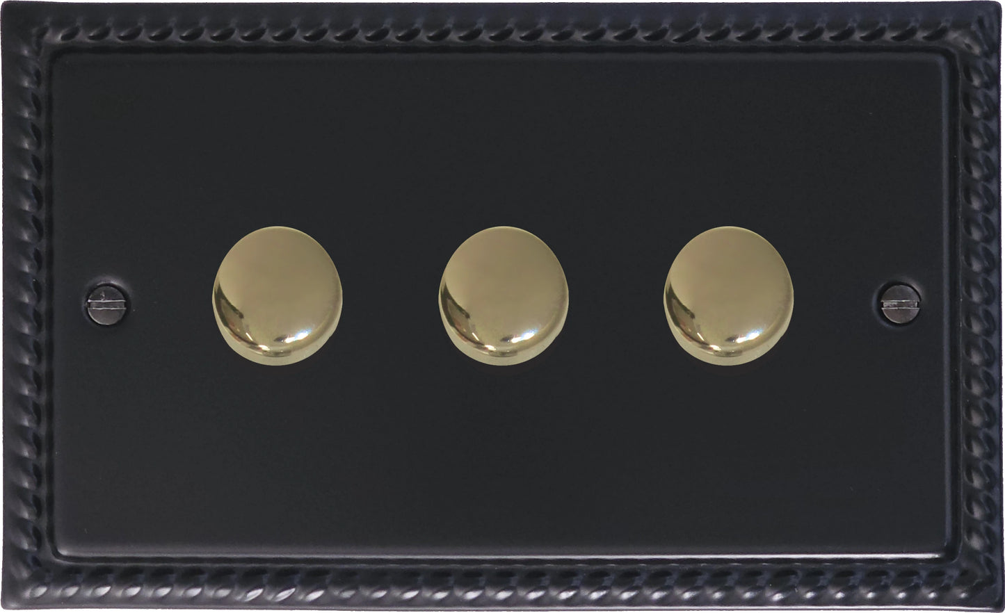 Georgian Flat Black 3 Gang Dimmer LED
