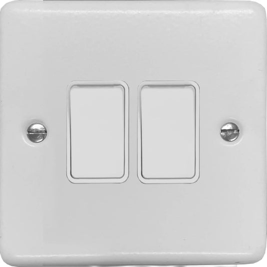 Contour Flat White 2 Gang 2 Way Switch