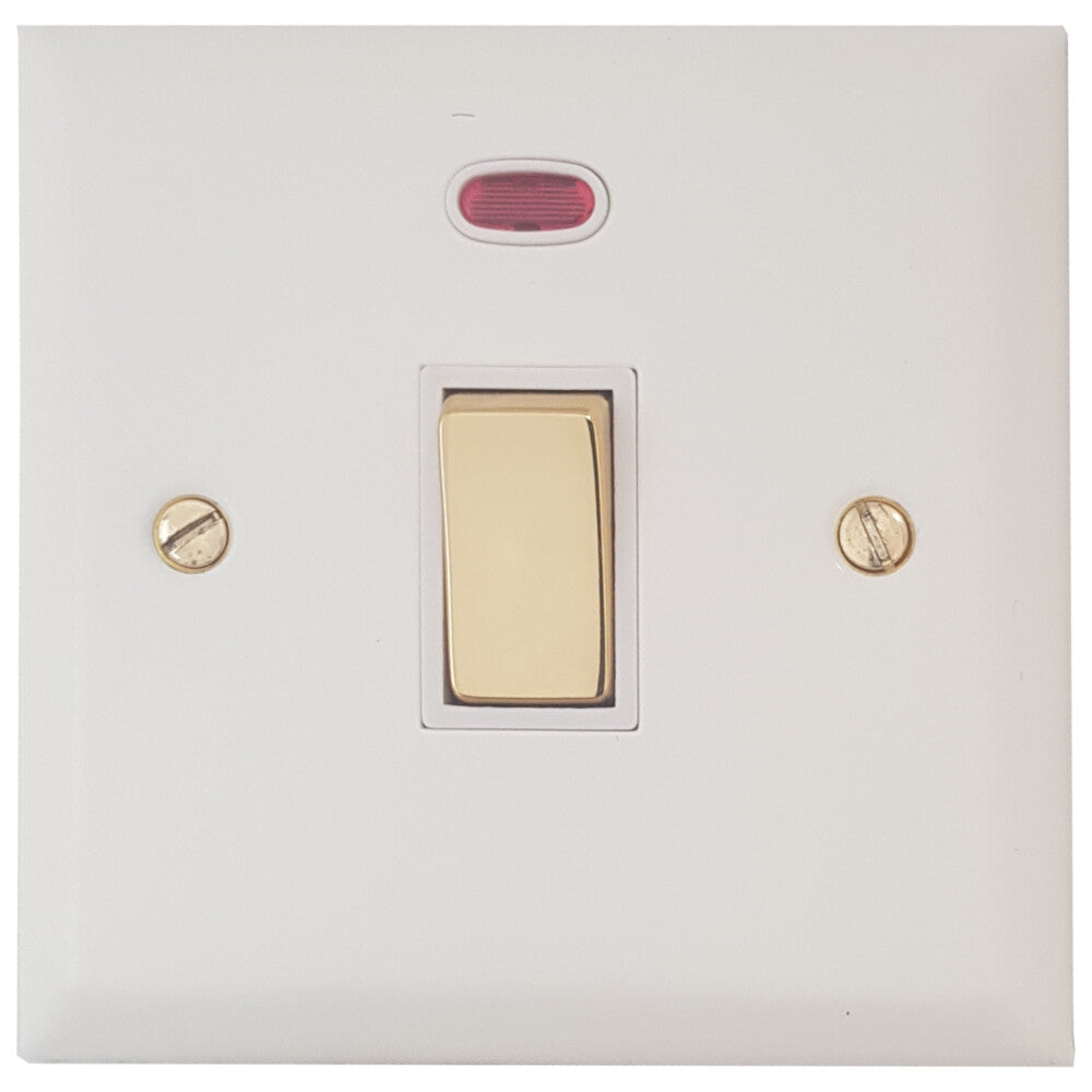Spectrum Flat White 20A Dp Switch + Neon