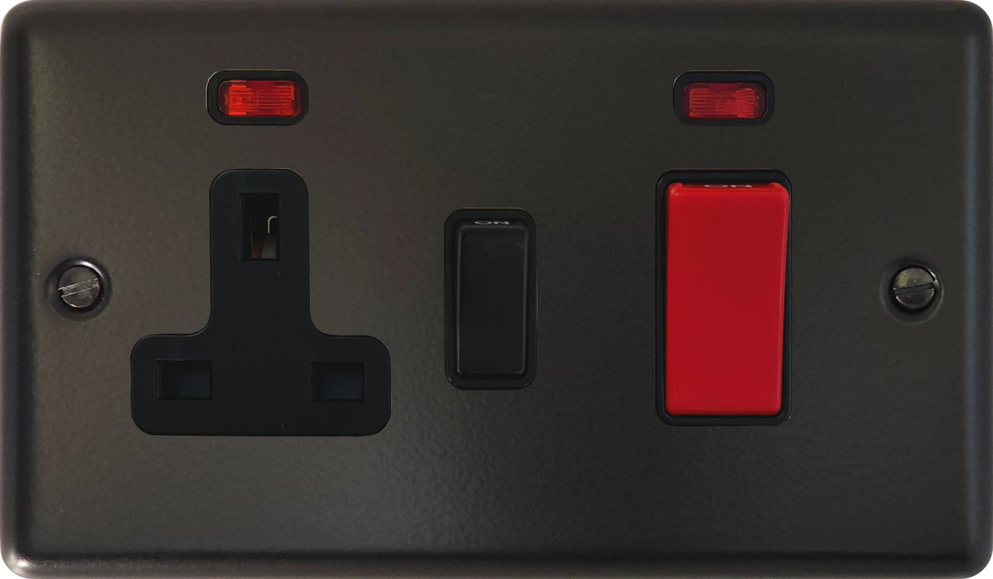 Contour Flat Black Cooker Socket (Black Switch)