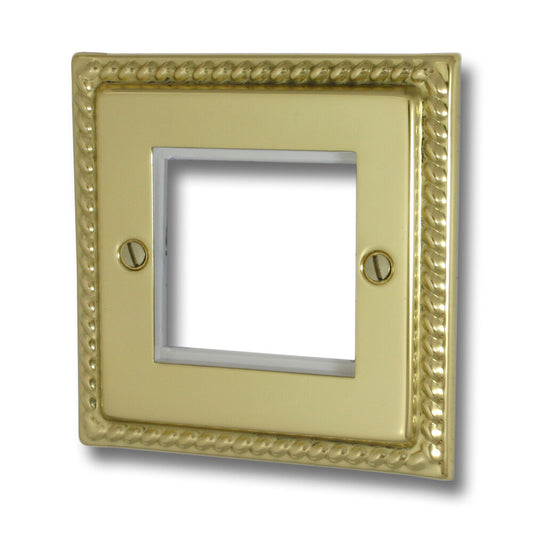 Georgian Polished Brass 1 Gang 2 Mod Plate& Frame