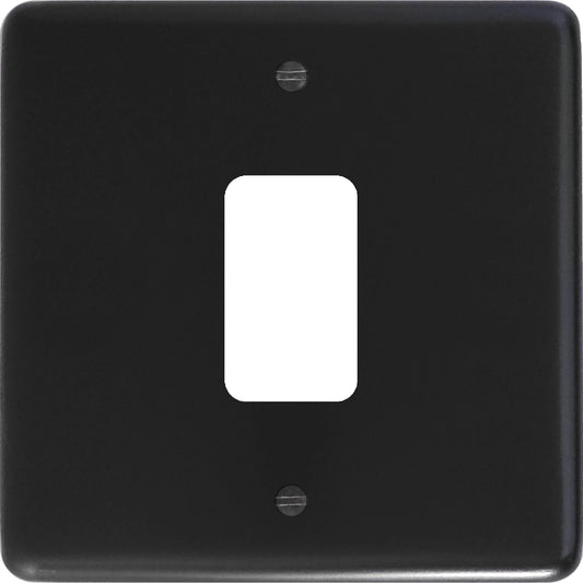 Contour Flat Black 1 Gang 2 Way Grid Plate