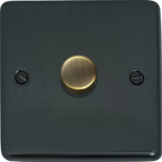Contour Black Bronze 1 Gang LED Dimmer (Antique Brass Cap)