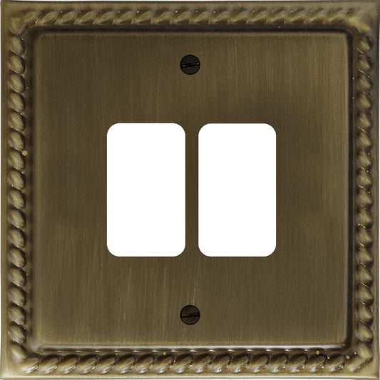 Georgian Antique Brass 2 Gang Grid Plate
