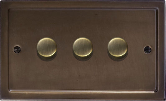 Victorian Medium Bronze 3 Gang LED Dimmer