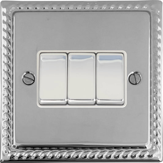 Georgian Polished Chrome 3 Gang Switch
