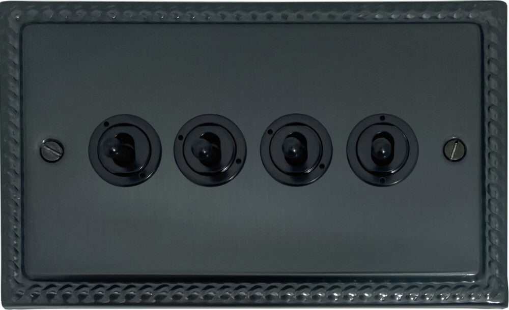 Georgian Black Bronze 4 Gang Toggle Switch (Black Toggle)