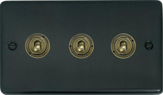 Contour Black Bronze 3 Gang 2 Way Toggle