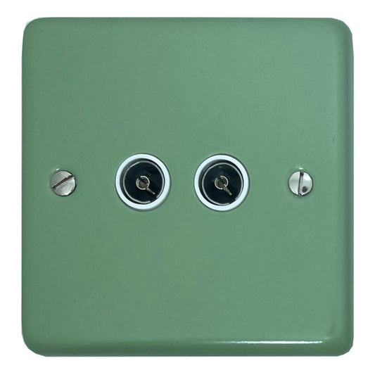 Classic Sage Green 2 Gang TV Socket (White Insert)