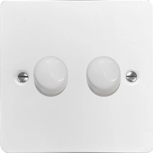 Flat White 2 Gang 120W LED Dimmer