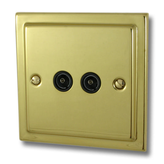 Victorian Polished Brass 2 Gang Coax Point