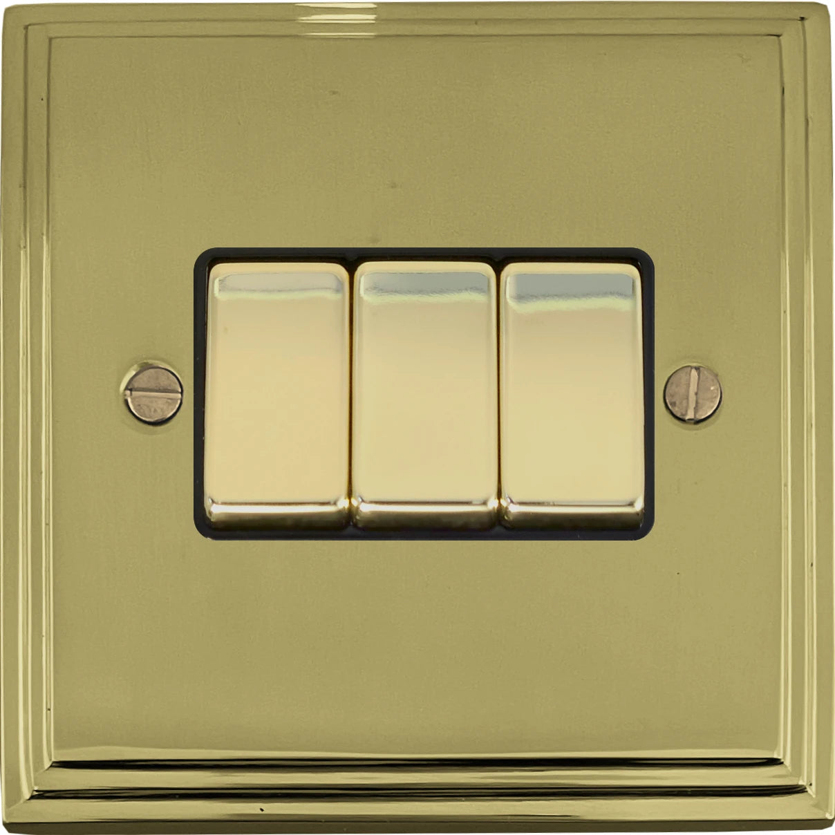 Victorian Polished Brass 3 Gang Switch
