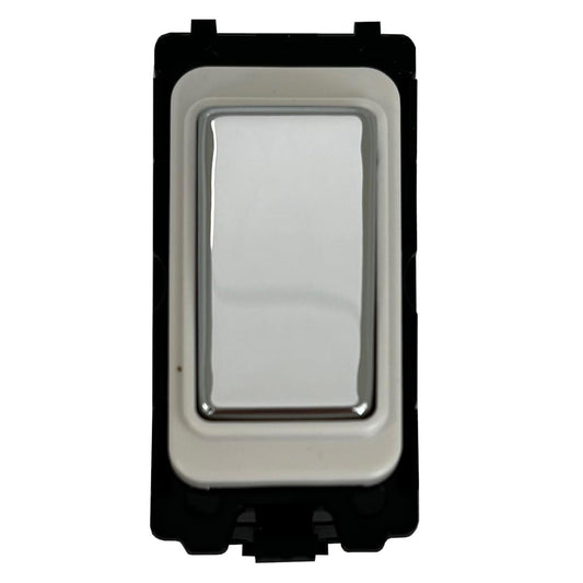 20A Double Pole grid switch - White and Polished Chrome Switch