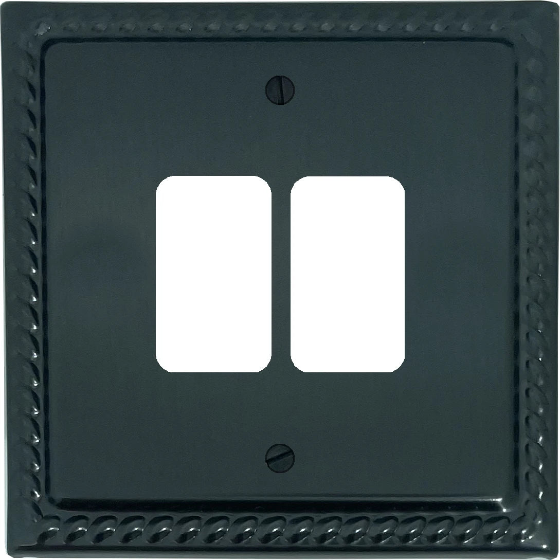 Georgian Black Bronze 2 Gang Grid Plate