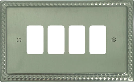 Monarch Satin Nickel 4 Gang Grid Plate