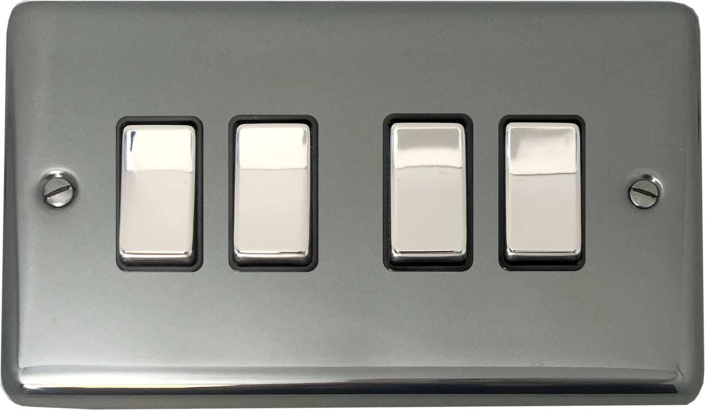 Contour Polished Steel 4 Gang 2 Way Switch